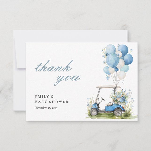 Carte De Remerciements Golf Let's Par-tee Boy Baby Shower (Devant)