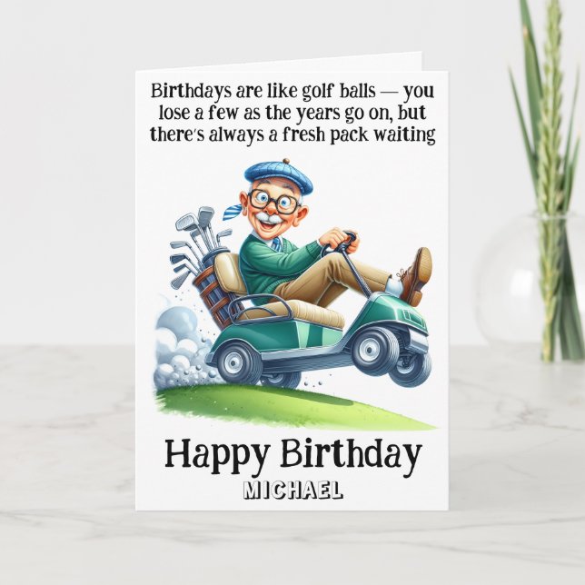 Carte De Remerciements *~* Golf Panier AP94 Humour amusant Vieux Homme Ca (Devant)