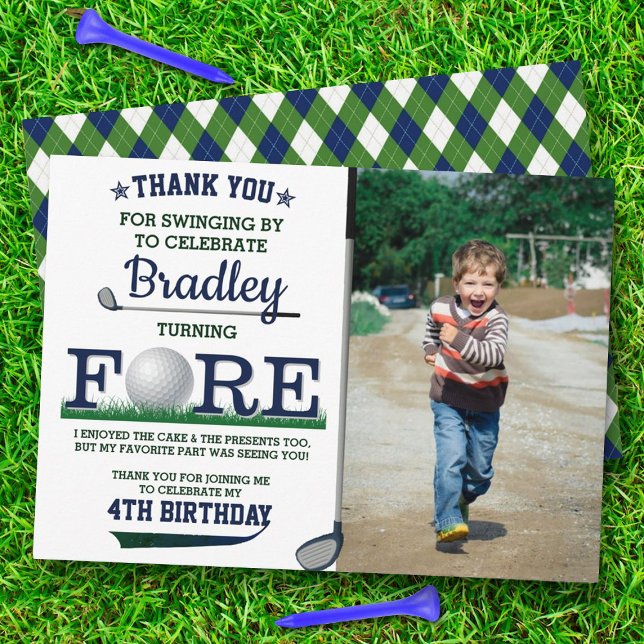 Carte De Remerciements Golf PAR-TEE 4ème anniversaire Photo (Créateur téléchargé)