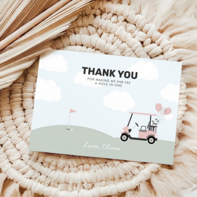 Carte De Remerciements Golf rose Trou-en-un pour filles 1er anniversaire (Créateur téléchargé)