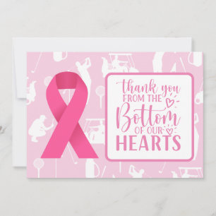 Carte De Remerciements Golf sensibilisation au cancer du sein thème rose