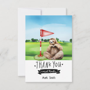 Carte De Remerciements Golf Sloth Golfer sur herbe verte