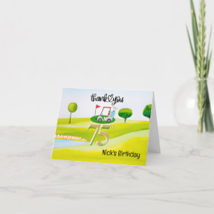 Carte De Remerciements Golfer 75e anniversaire sur le terrain de golf