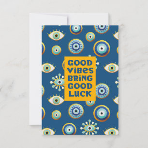 Carte De Remerciements Good Vibes Apportez une bonne chance mauvaise cart