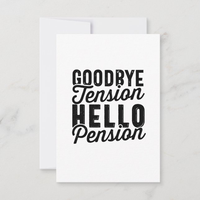 Carte De Remerciements Goodbye Tension Hello Pension (Devant)