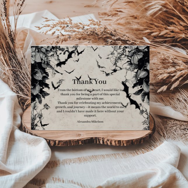 Carte De Remerciements Gothic Bats & Roses Birthday (Créateur téléchargé)