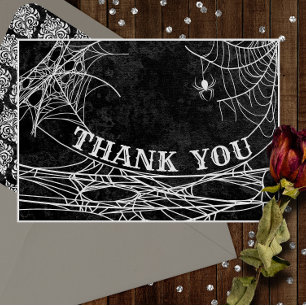 Carte De Remerciements Gothic Spider Web Halloween Wedding or Shower Than