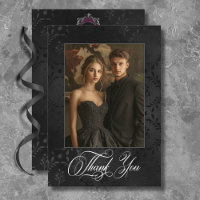 Gothique foncé Noir Floral Satin Damask Vin Mariag