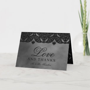 Carte De Remerciements Gothique Médiéval Noir Orné Moody Grey Mariage The