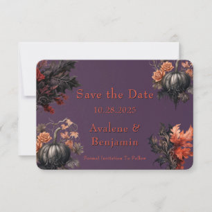 Carte De Remerciements Gothique Purple Citrouille Floral Enregistrer La C