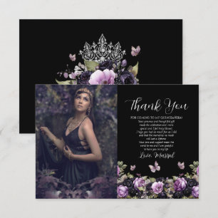 Carte De Remerciements Gothique Violet & Noir Moody Quinceañera