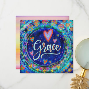 Carte De Remerciements Grace Pretty Blue Whimsical Hearts