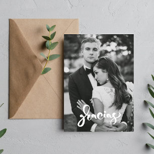 Carte De Remerciements Gracias Modern Photo Wedding Thank You