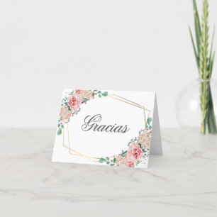 Carte De Remerciements GRACIAS por venir Rose espagnol Quinceañera