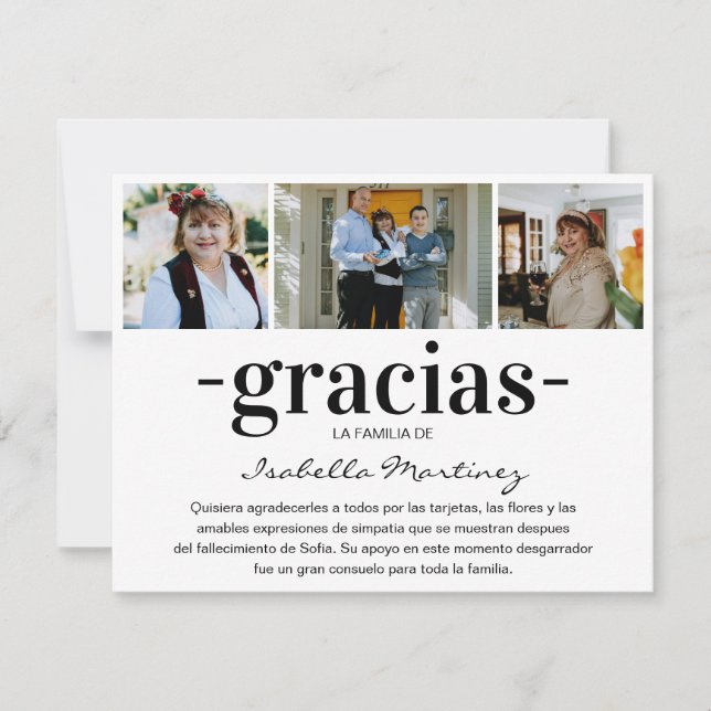 Carte De Remerciements Gracias Simpatia | Collage photo de la sympathie e (Devant)