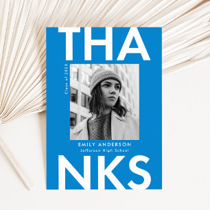 Carte De Remerciements Grad Grad Blue Photo Grad Grad