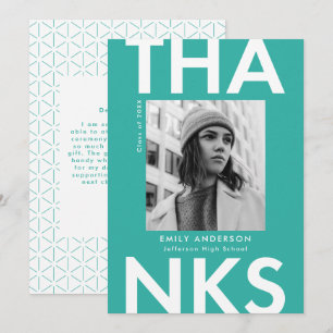 Carte De Remerciements Grad Grad Turquoise Photo Grad Grad