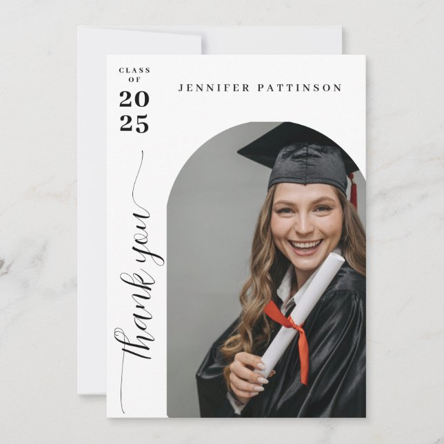 Carte De Remerciements Graduate Arch Photo with Custom Message Graduation (Devant)