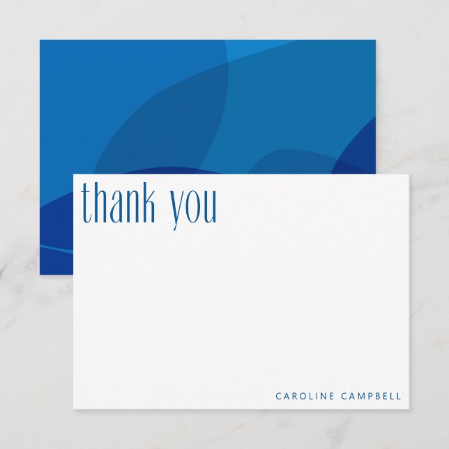 Carte De Remerciements Graduation Abstraite bleue personnalisée (Devant / Derrière)