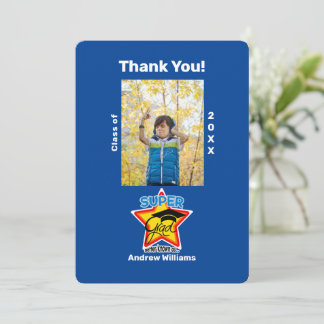 Carte De Remerciements Graduation cool Super Grad Editable