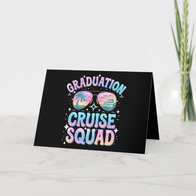 Carte De Remerciements Graduation Cruise Squad Cruising Ship Retro (Devant)