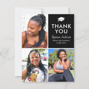Carte De Remerciements Graduation de la grille de collage photo moderne
