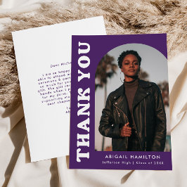 Carte De Remerciements Graduation de la photo de l'arc de décalage violet