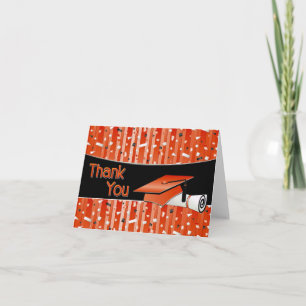 Carte De Remerciements Graduation de la stripe orange et noire