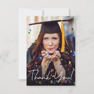 Carte De Remerciements Graduation de script moderne Photo Message personn