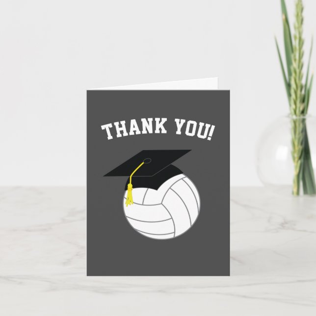 Carte De Remerciements Graduation de volley-ball Sports Grey (Devant)