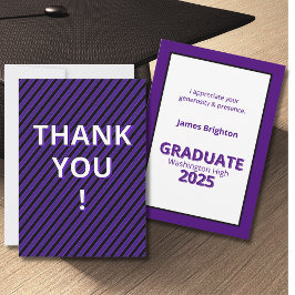Carte De Remerciements Graduation du thème des rayures violettes