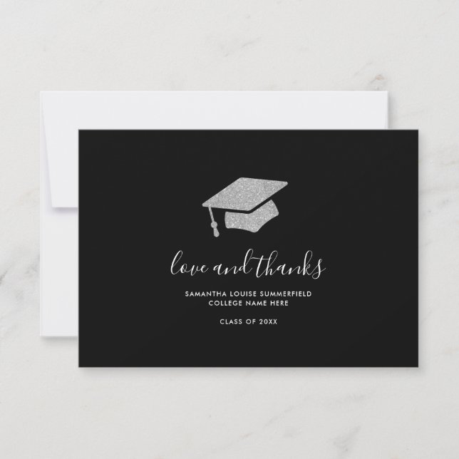 Carte De Remerciements Graduation Élégante 2025 Photo Grad (Devant)