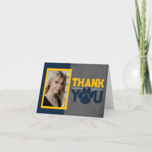 Carte De Remerciements Graduation Empreinte de patte Marine & Gold Pliage