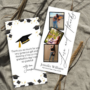 Carte De Remerciements graduation en écriture moderne 3 cabine photo desi