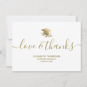 Carte De Remerciements Graduation Gold Casquette Love & Thanks Script mod