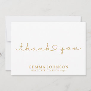 Carte De Remerciements Graduation minimaliste Or moderne