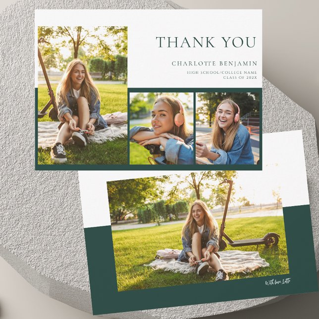 Carte De Remerciements Graduation Moderne 2025 Grad Photo (Modern Graduation 2025 Grad Photo Thank You Card)