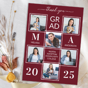 Carte De Remerciements Graduation moderne Custom Graduate 6 Photo Collage