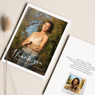 Carte De Remerciements Graduation Moderne Script 2025 Photos Grad