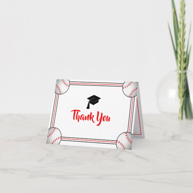Carte De Remerciements Graduation rouge et noire (Devant)