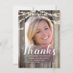 Carte De Remerciements Graduation Rustique Shiplap Modern Script Photo
