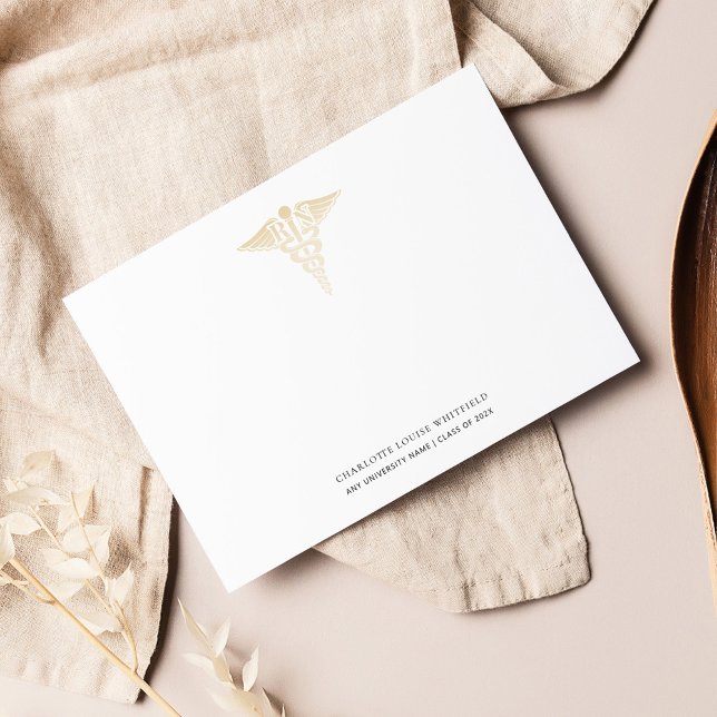 Carte De Remerciements Graduation simple 2025 Infirmière Pinning (Nurse Pinning Graduation 2024 Caduceus Minimalist Thank You Card)