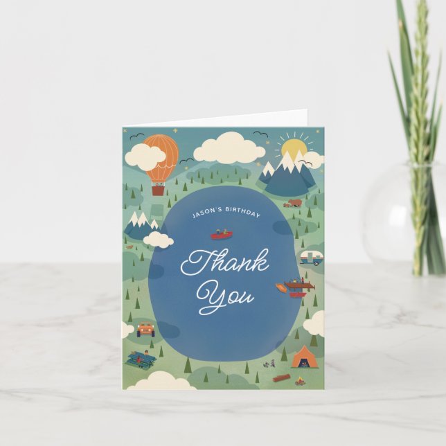 Carte De Remerciements Grande aventure en plein air pour bébés et enfants (Devant)
