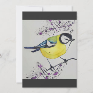 Carte De Remerciements Grande Tit Bird Dessin, Main Tirée Bird Britanniqu