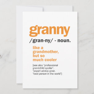 Carte De Remerciements Granny Définition Grandma Cadeau