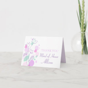 Carte De Remerciements Graphic floral wedding maid of honor thankscard