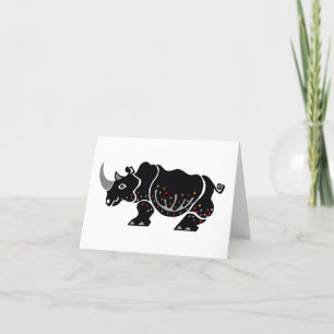Carte De Remerciements Graphique cool Black RHINOCEROS - Faune - Nature