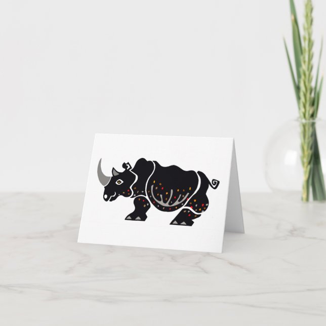 Carte De Remerciements Graphique cool Black RHINOCEROS - Faune - Nature (Devant)