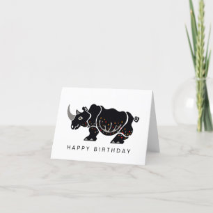 Carte De Remerciements Graphique cool noir RHINOCEROS - Animaux sauvages 