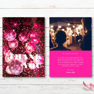 Carte De Remerciements Gras Chic Hot Rose Parties scintillant Retro Disco